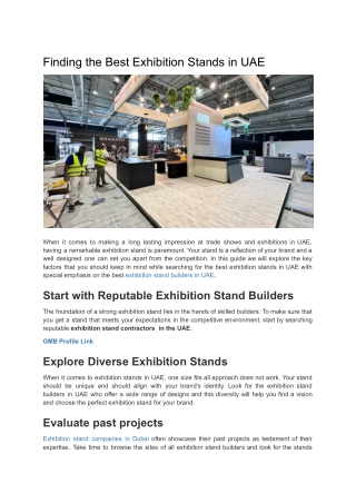 Finding the Best Exhibition Stands in UAE