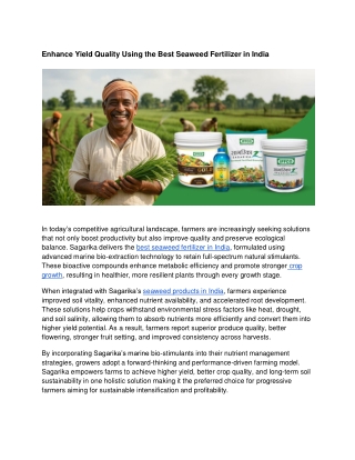 Enhance Yield Quality Using the Best Seaweed Fertilizer in India
