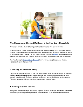 HIRE MAIDS IN CHENNAI