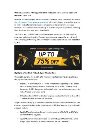 75% OFF! DRmare's Massive Black Friday Sale is Here.