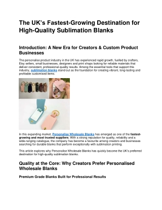 The UK’s Fastest-Growing Destination for High-Quality Sublimation Blanks