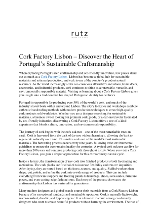 Cork Factory Lisbon – Discover the Heart of Portugal’s Sustainable Craftsmanship