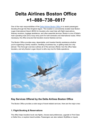 Delta Airlines Boston Office  1–888–738–0817