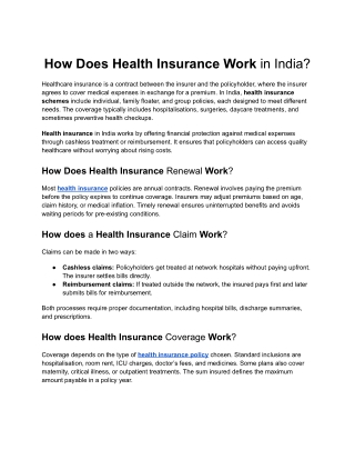 How Does Health Insurance Work in India - Sbig health Insurance