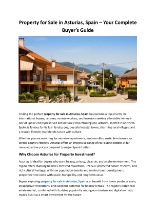 Property for Sale in Asturias Spain | Asturias Property