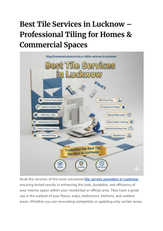 Best Tile Services in Lucknow – Professional Tiling for Homes & Commercial Spaces