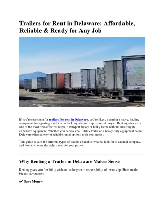 Trailers for Rent in Delaware