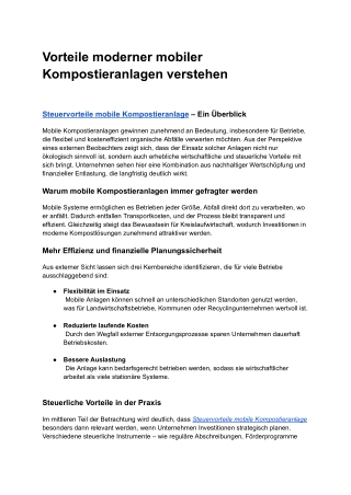 Vorteile moderner mobiler Kompostieranlagen verstehen