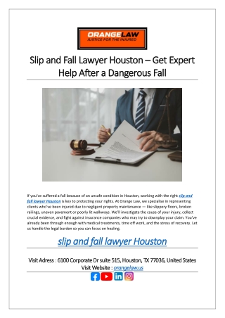 Slip and Fall Lawyer Houston – Get Expert Help After a Dangerous Fall