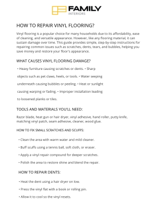 How to Repair Vinyl Flooring – Simple DIY Guide for Homeowners