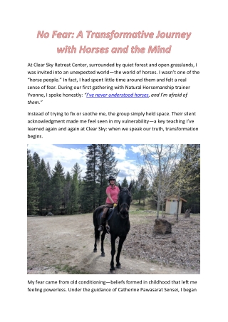 No Fear: A Transformative Journey with Horses & Mind Training
