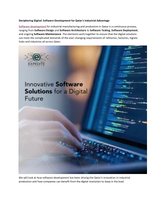 Deciphering Digital - Software Development for Qatar's Industrial Advantage