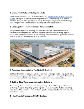 Warehouse Automation Companies In India  _ Daifuku