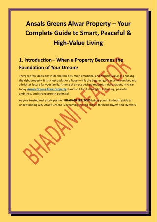Ansals Greens Alwar Property