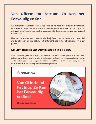 Van Offerte tot Factuur: Zo Kan het Eenvoudig en Snel