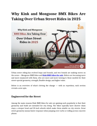 Why Kink and Mongoose BMX Bikes Are Taking Over Urban Street Rides in 2025