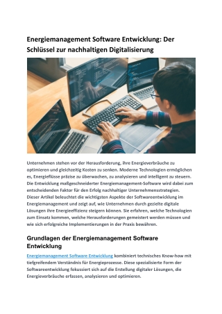 Energiemanagement Software Entwicklung_ Der Schlüssel zur nachhaltigen Digitalisierung