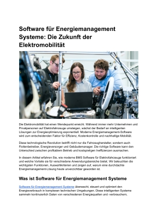Software für Energiemanagement Systeme_ Die Zukunft der Elektromobilität