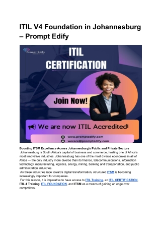 ITIL V4 Foundation in Johannesburg – Prompt Edify