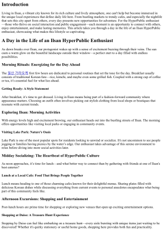 A Day in the Life of an Ilsan HyperPublic Enthusiast