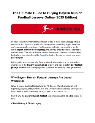 The Ultimate Guide to Buying Bayern Munich Football Jerseys Online (2025 Edition)