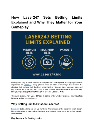 How Laser247 Sets Betting Limits Explained and Why They Matter for Your Gameplay