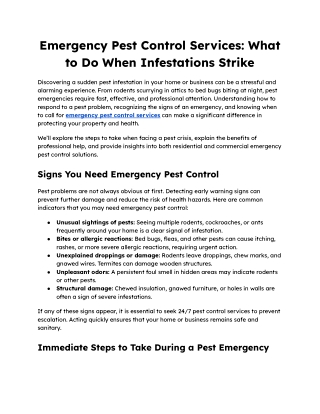 Guide to Handling Pest Emergencies and Steps to Take During a Pest Emergency