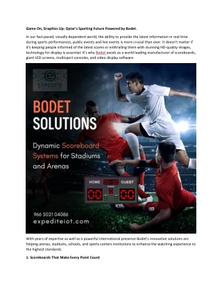 Game On - Graphics Up - Qatar's Sporting Future Powered by Bodet