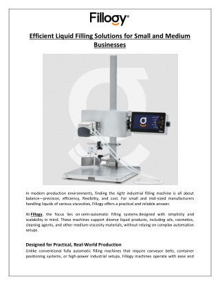 Filling Evolution GmbH - Efficient Liquid Filling Solutions for Small and Medium Businesses