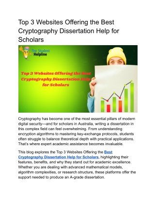 Top 3 Websites Offering the Best Cryptography Dissertation Help for Scholars (1)