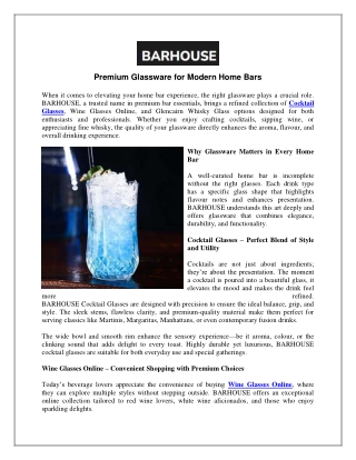 Premium Glassware for Modern Home Bars