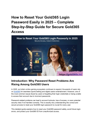 How to Reset Your Gold365 Login Password Easily in 2025 – Complete Step-by-Step Guide for Secure Gold365 Access