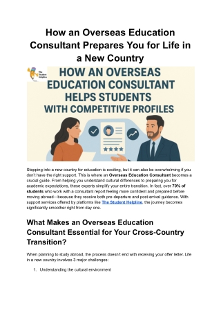 How an Overseas Education Consultant Prepares You for Life in a New Country