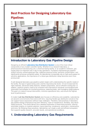 Best Practices for Designing Laboratory Gas Pipelines