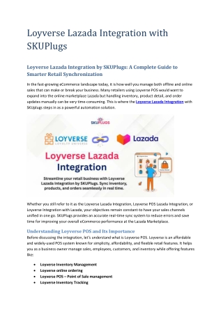 Loyverse Lazada Integration with SKUPlugs