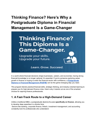 Thinking Finance_ Here’s Why a Postgraduate Diploma in Financial Management Is a Game-Changer