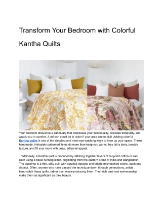 Transform Your Bedroom with Colorful Kantha Quilts