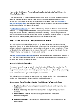 Orange Turmeric Body Soap by Authentic You Skincare for Radiant Skin