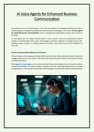 AI Voice Agents for Enhanced Business Communication