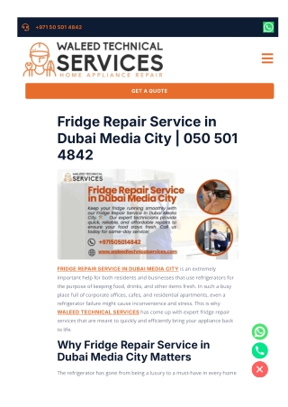 Fridge Repair Service in Dubai Media City