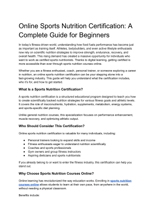 Online Sports Nutrition Certification_ A Complete Guide for Beginners