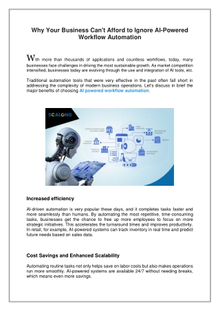 Why Your Business Can't Afford to Ignore AI-Powered Workflow Automation