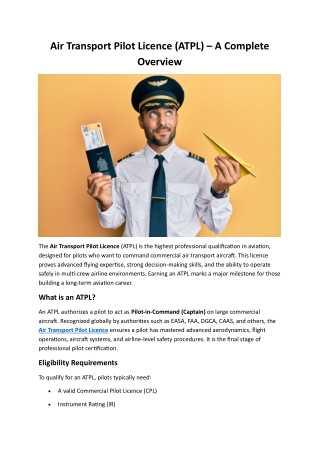 Air Transport Pilot Licence Guide - ATPL Training Overview