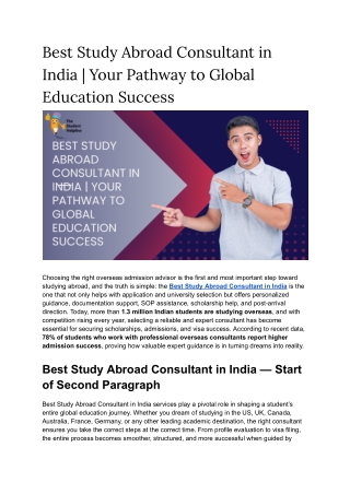Best Study Abroad Consultant in India 2025 | Top Expert Guidance for Overseas