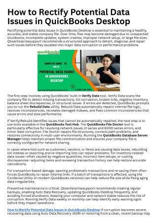 How to Rectify Potential Data Issues in QuickBooks Desktop