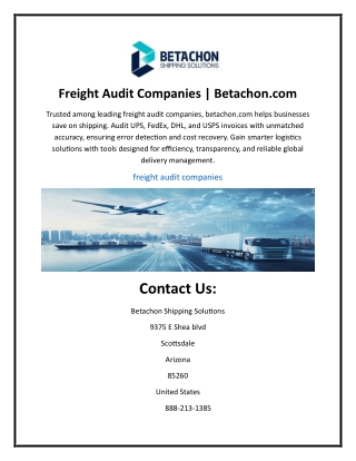 Freight Audit Companies | Betachon.com