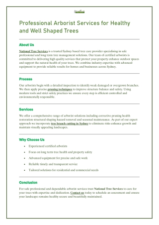 Professional Arborist Services for Healthy and Well Shaped Trees