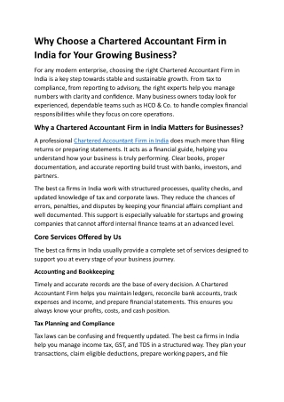 Why Choose a Chartered Accountant Firm in India for Your Growing Business