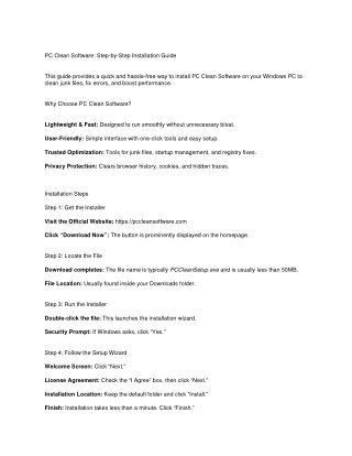 Step-by-Step Guide to Install PC Clean Software on Your PC