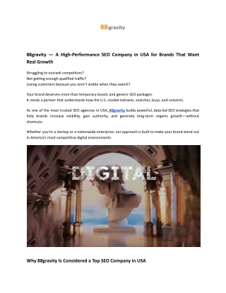 88gravity – Best SEO Company USA for Real Growth